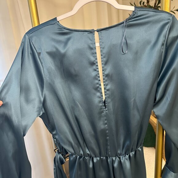 ZARA Jumpsuit SATIN ROMPER Silver BUCKLE - Picture 7 of 9